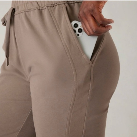 ATHELTA Brown Clay‎ Retroterry Tapered Pant Active Lounge Soft Cotton Terry Sz S - Picture 12 of 12